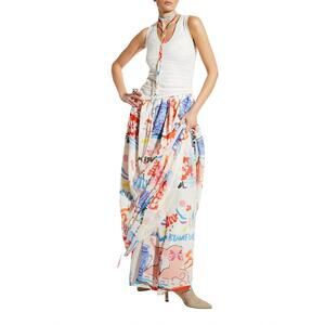 NEW CARESTE riley graphic print silk maxi skirt in matisse